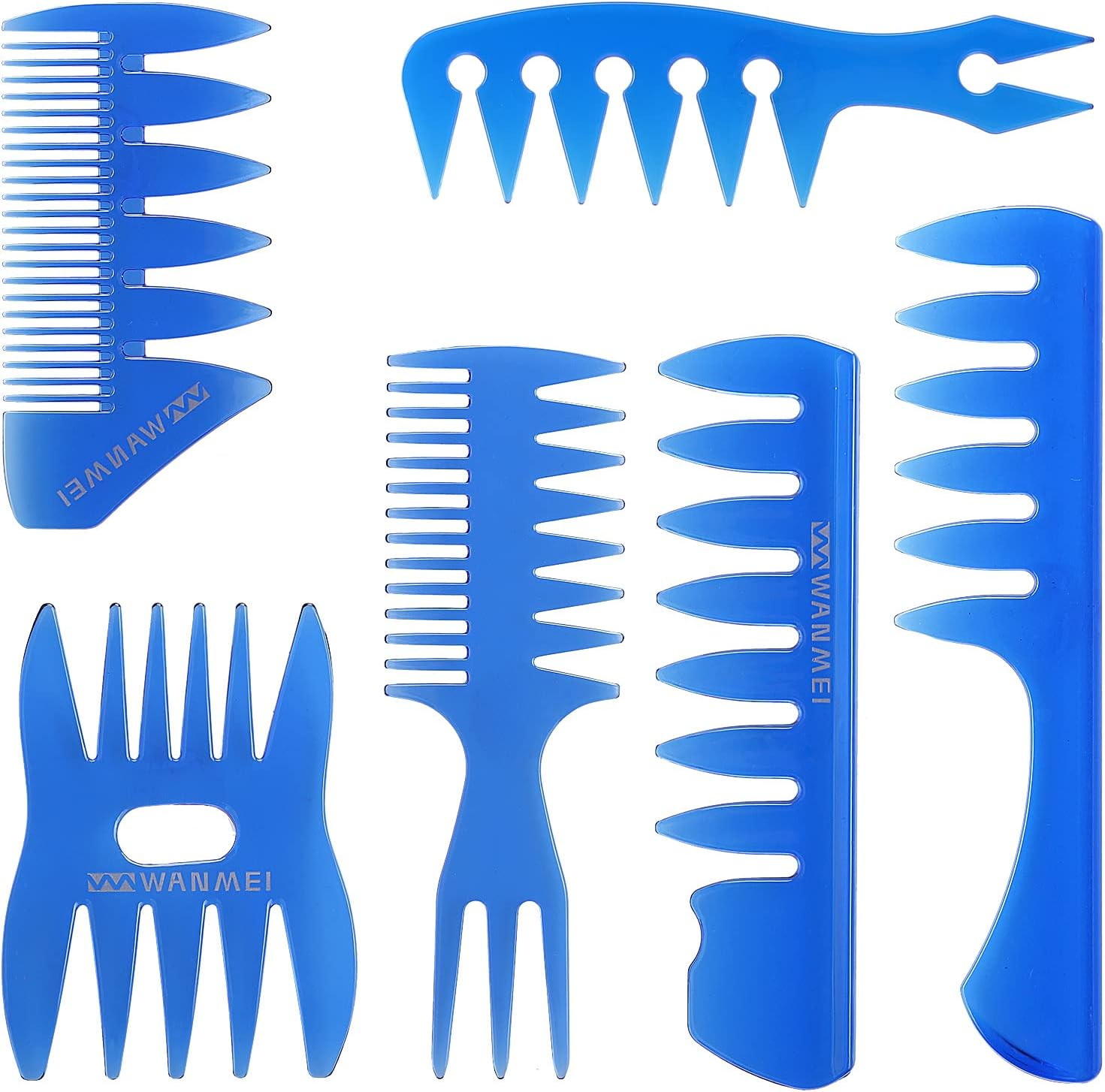 Tbestmax 6 Pcs Hair Comb Styling Set Tail Combs Afro Pick Pik Brushes African American Hair Brush Barber Blue image number 6