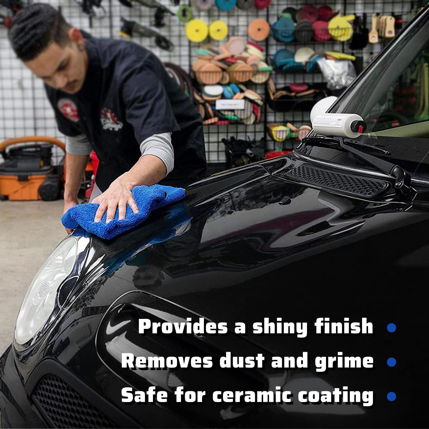 FUN-DRIVING 10 Pack 16" X 24" Professional Microfiber Towels,600Gsm Thick,Soft,Highly Absorbent Safe for Household, Car Washing, Drying & Auto Detailing, Blue-Grey image number 5