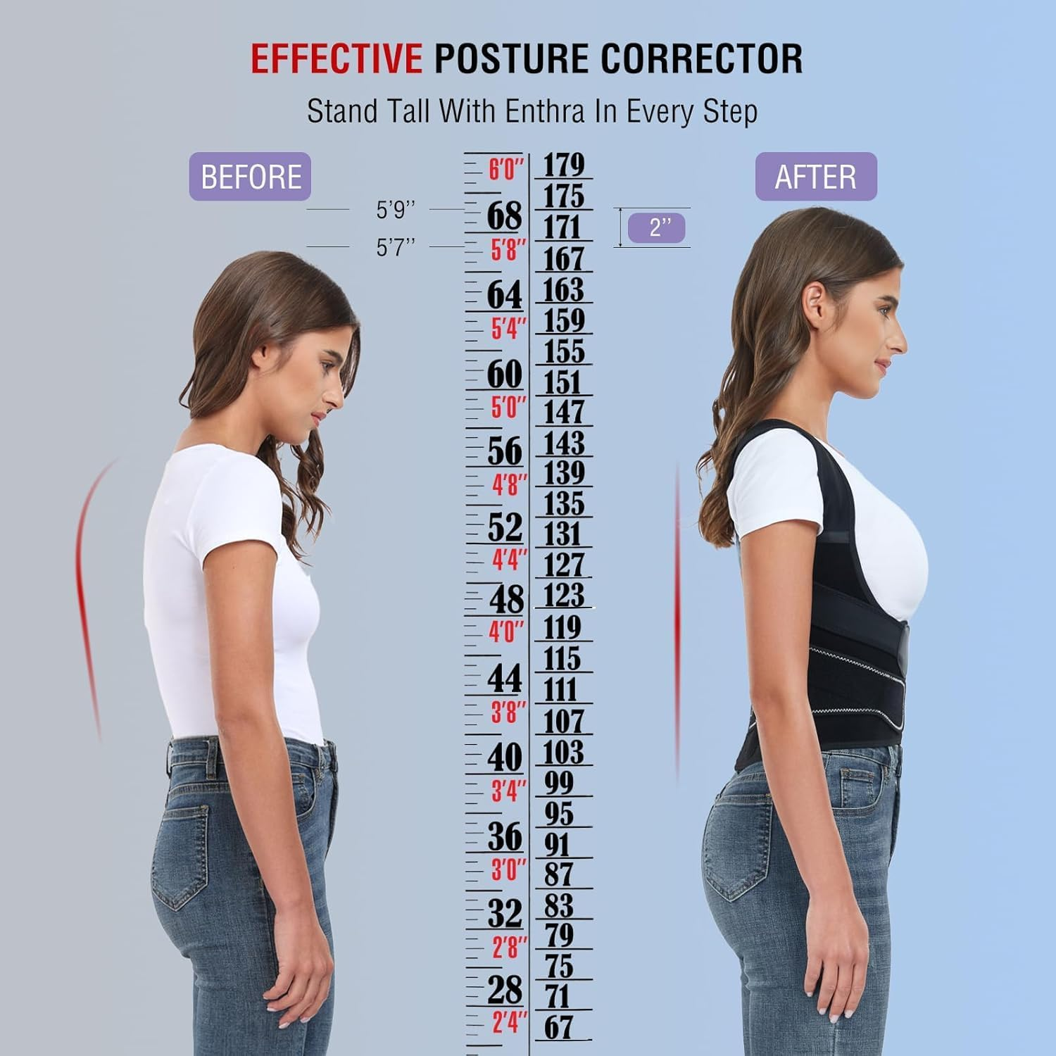 Back Support Posture Corrector for Women Men, Shoulder Supports & Immobilizers Scoliosis and Hunchback Adjustable Belt Back Brace for Lower Back Pain Posture Trainer - Black (XL) image number 4