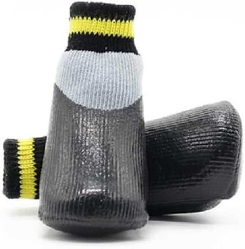 Anti Slip Dog Socks, Dog Boots for Hardwood Floors Prevent Licking, Traction Control Waterproof Rubber Sole Paw Protectors for Small Medium Large Dogs (Black, Medium)