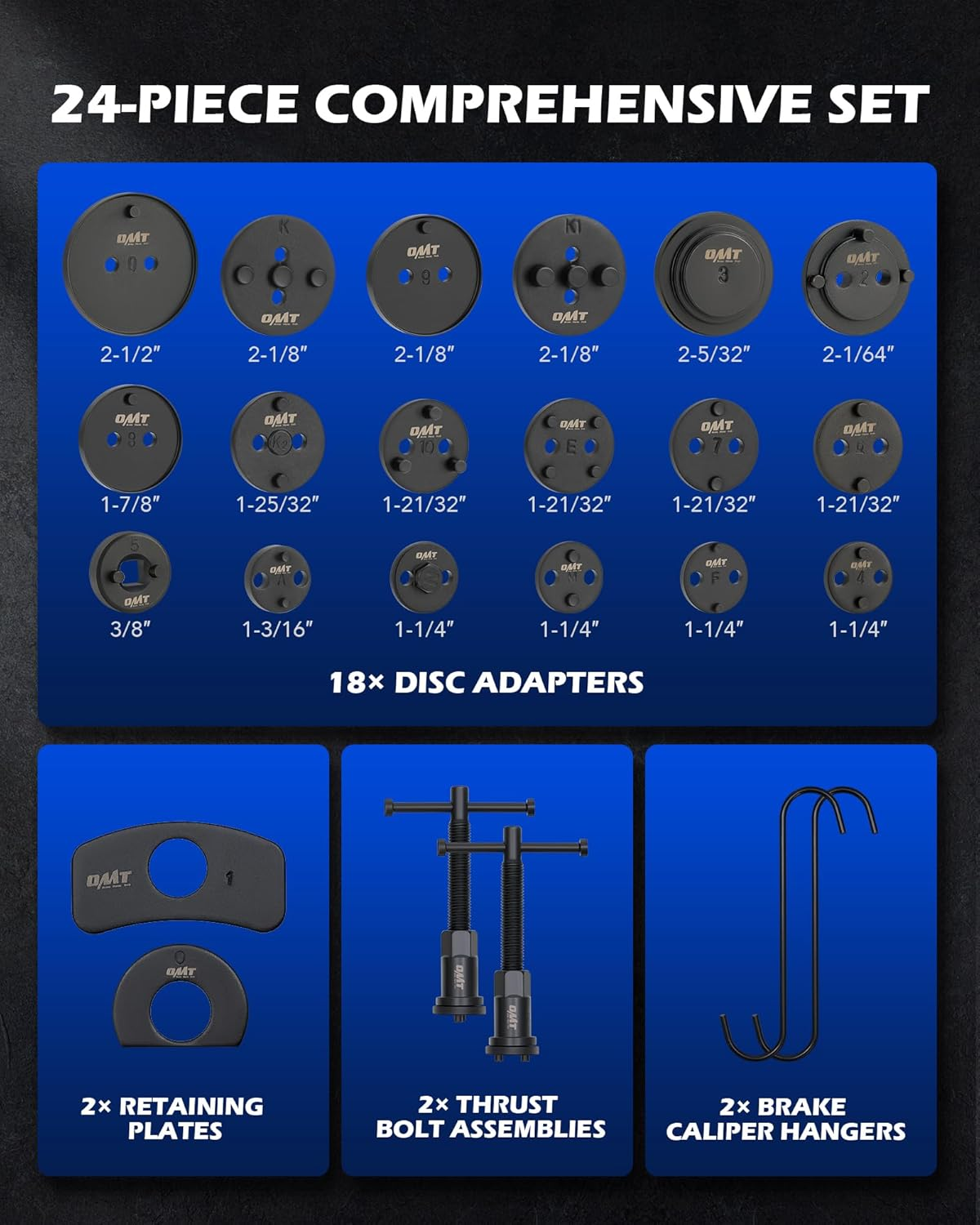 Orion Motor Tech Disc Brake Pad and Caliper Service Tool Kit | Professional Disc Brake Caliper Compression Tool Kit | Universal Disc Brake Caliper and Piston Wind Back Tool Set with Case image number 5