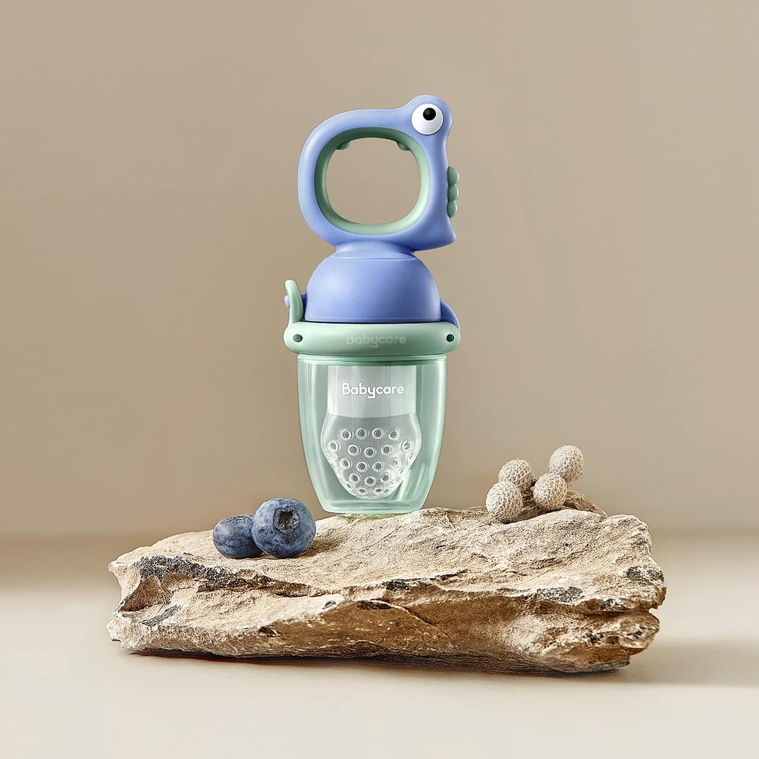 Bc Babycare Baby Food Feeder Pacifiers, Two Size Baby Fruit Pacifier Feeder 2 Pack for Different Month Age Baby,Silicone Food Grade Infant Teether Training Massaging Toy Could Rotate to Squeeze (Blue) image number 2