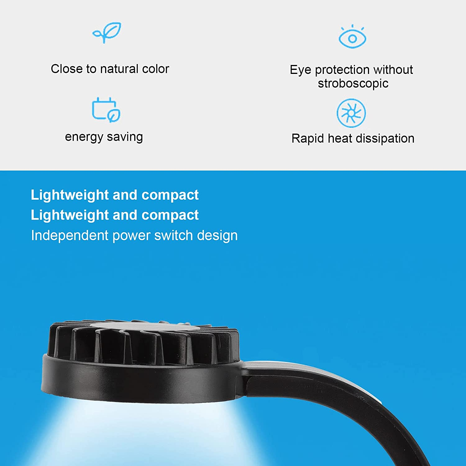 Fish Tank Light, ABS 5W Full Spectrum High Clarity LED Aquarium Light Low Power Consumption save Energy Compact Simple Flexible Durable Small Led Clip Light with Separate Power Switch for Fish Tank image number 5