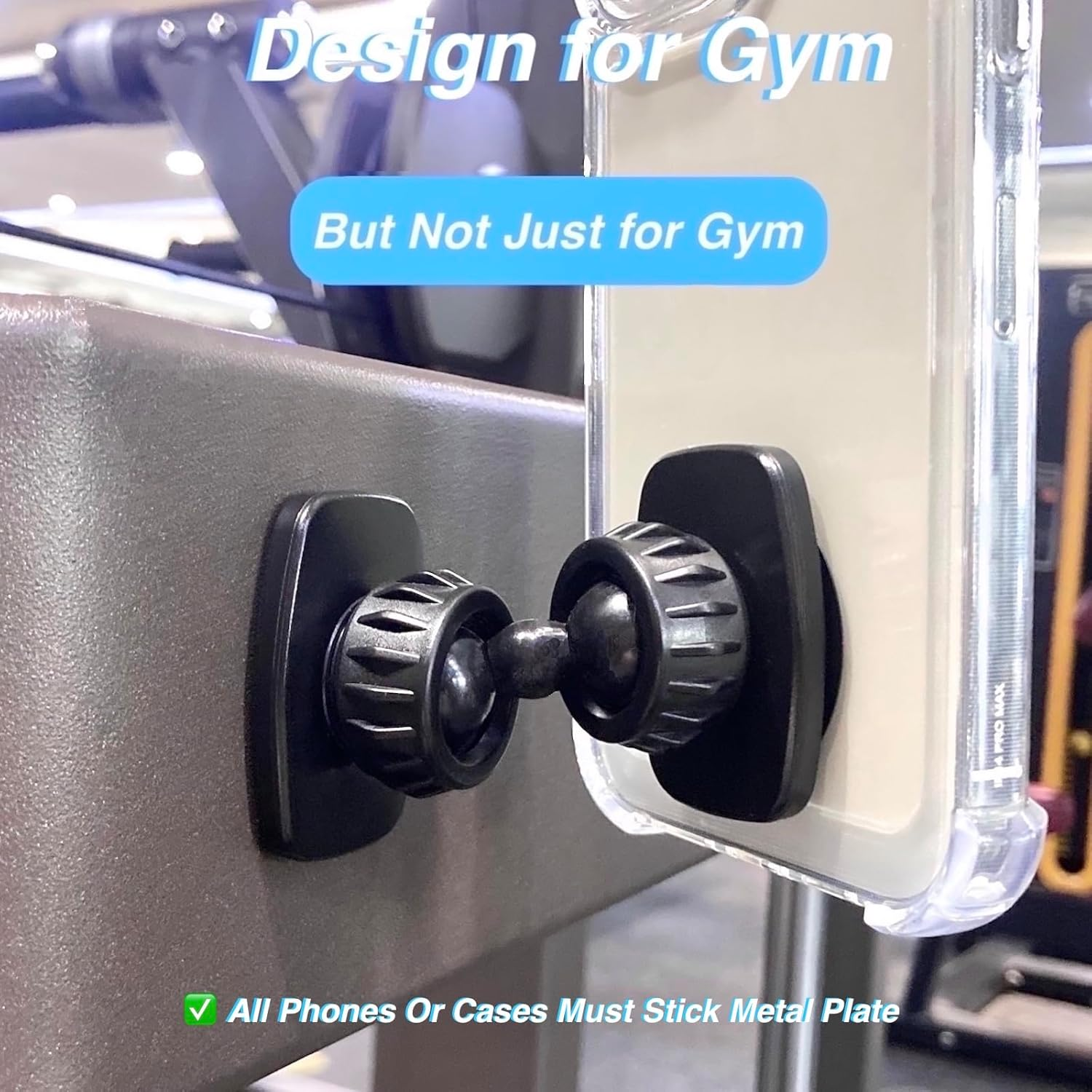 Magnetic Phone Mount Holder, [12 Super Magnets] Dual Gym Phone Holder, [Pocket Size] Double Sided for Gym Attach to Any Metal Surface Compatible with All Phones image number 4