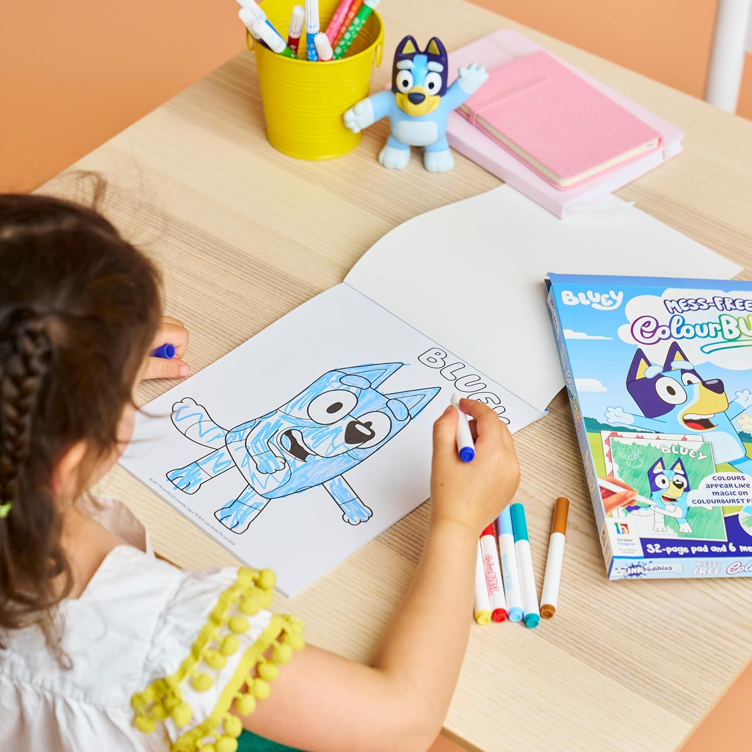 Inkredibles Colour Burst Bluey - 32 Pages of Colouring Fun with 6 Mess-Free Markers