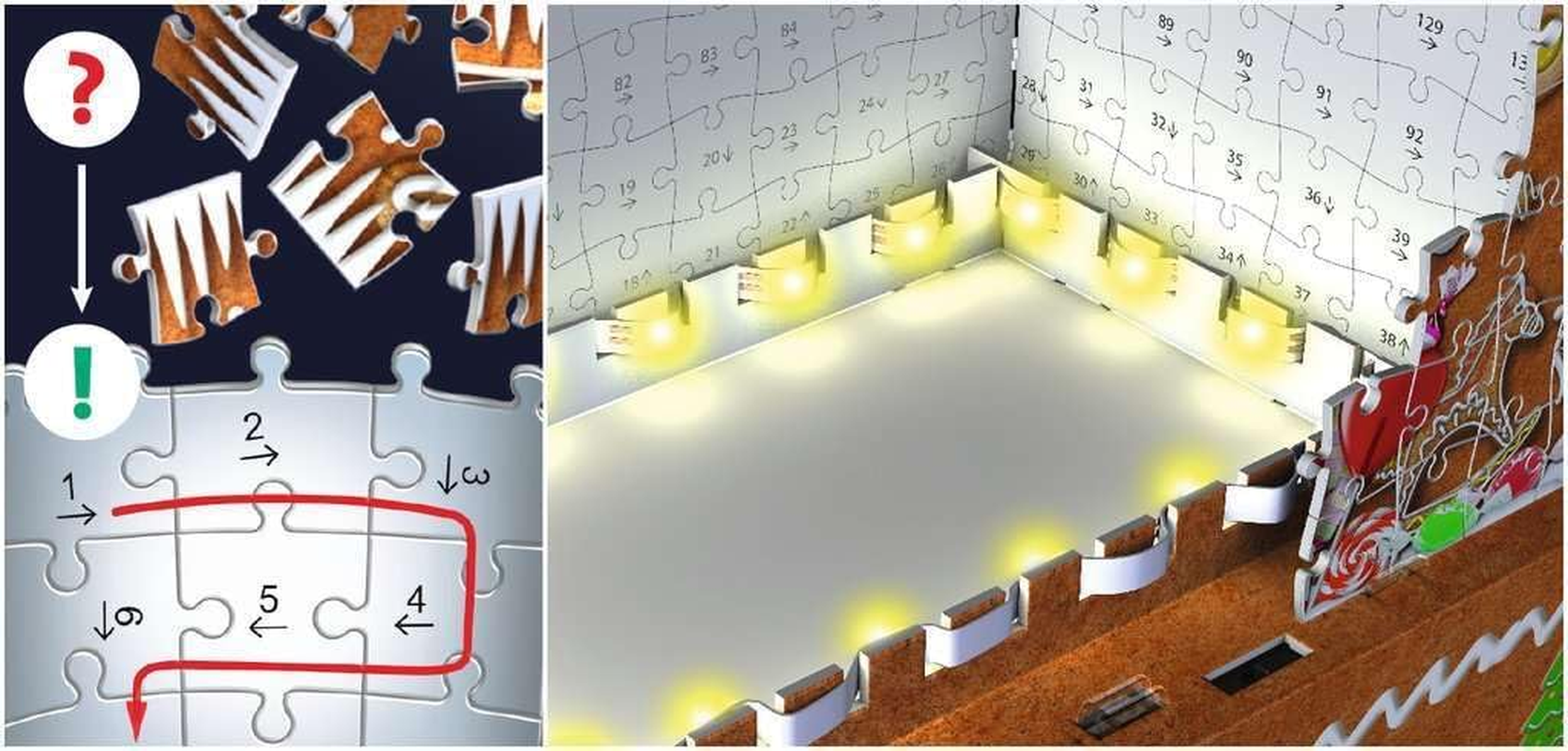 Ravensburger - 3D Puzzle Ginger Bread House at Night 216 Pieces image number 3