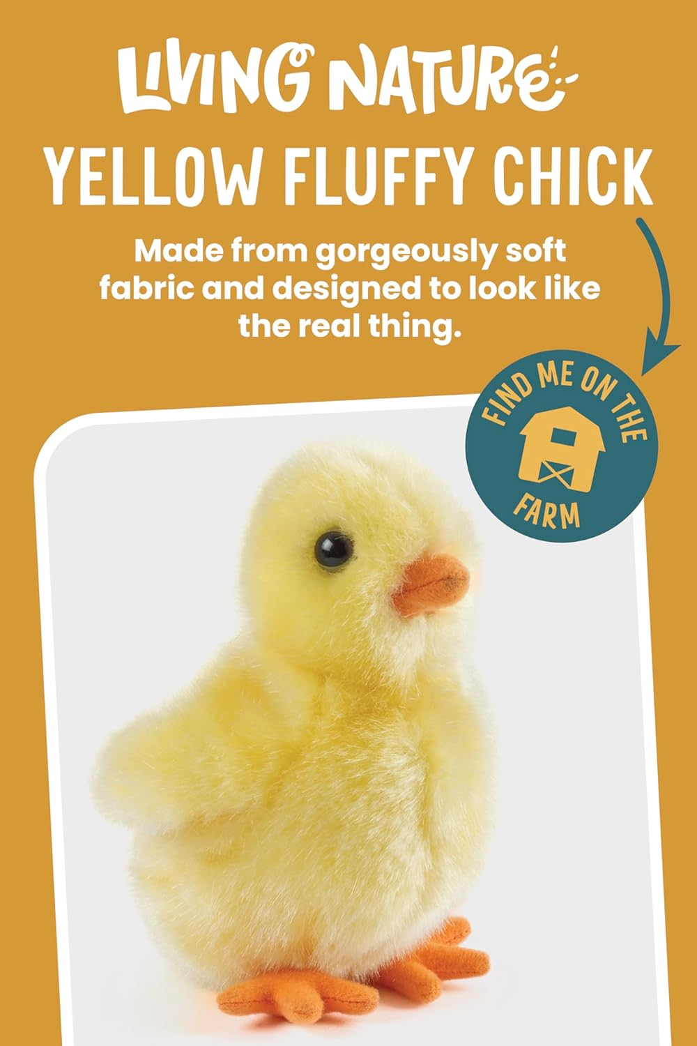 Living Nature Yellow Chick Plush, 12Cm Realistic Soft Toy Made with Naturli Recycled Materials, Eco-Friendly and Cuddly, Ideal for Kids and Easter Celebrations image number 1
