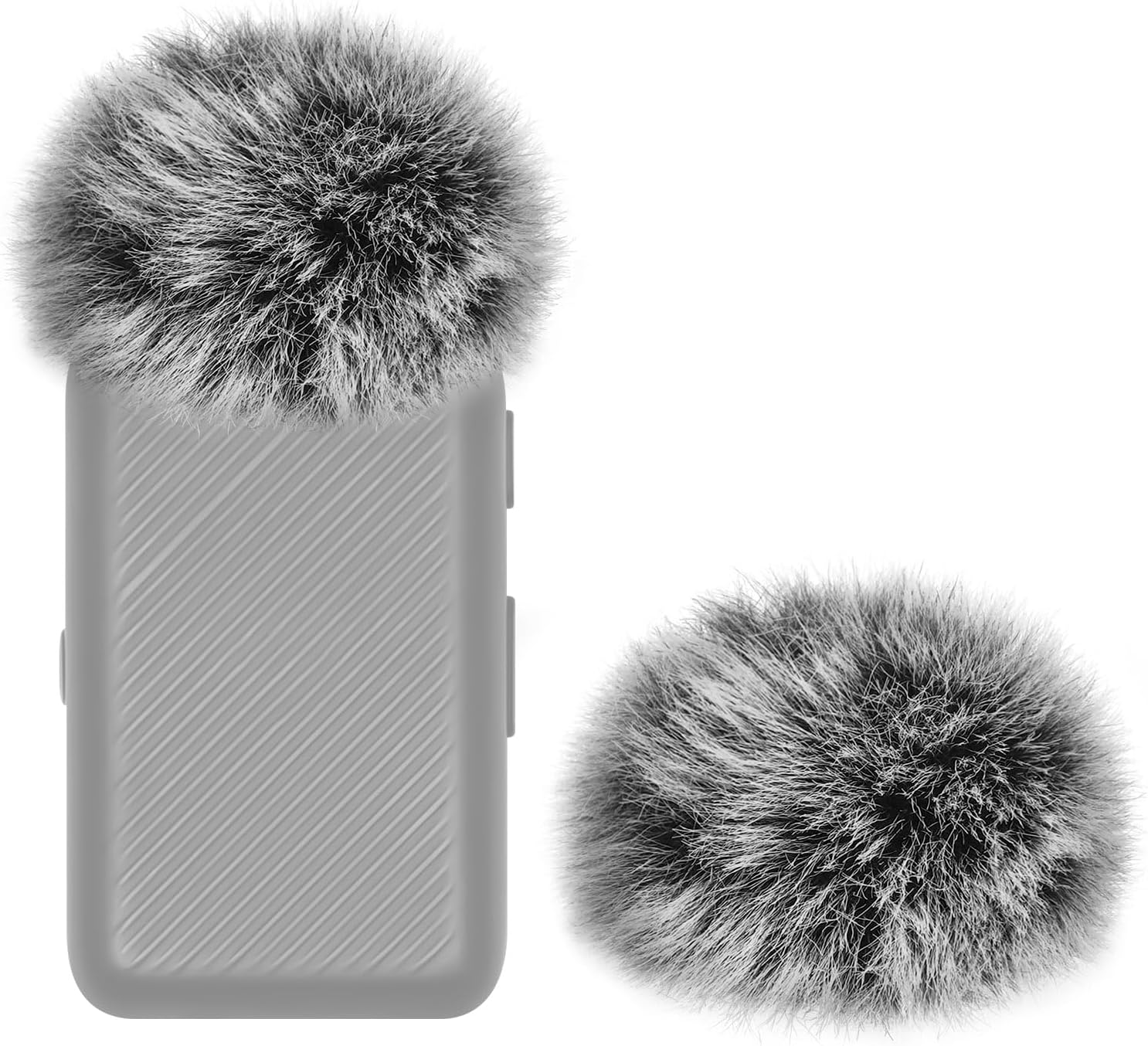 Geekria for Creators Furry Windscreen Compatible with DJI Mic, Mic Deadcat Wind Cover Muff, Fluff Cover Windshield, Wind Noise Reduction (Grey / 2 Pack) image number 2