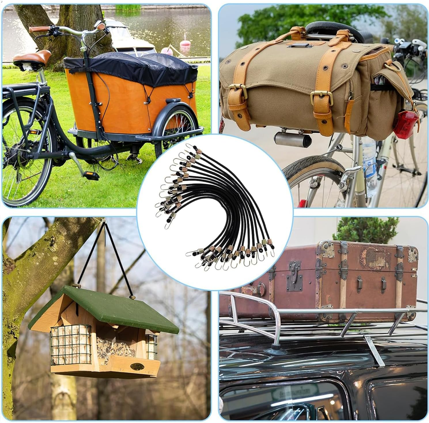 15Pack Mini Bungee Cords with Hooks 10 Inch Black Elastic Rope Rubber Strap Mini Rubber Cord Elastic Bungee Straps for Outdoor Camping Luggage Roof Racks Securing Car Tents Tarps Bikes Rvs image number 6