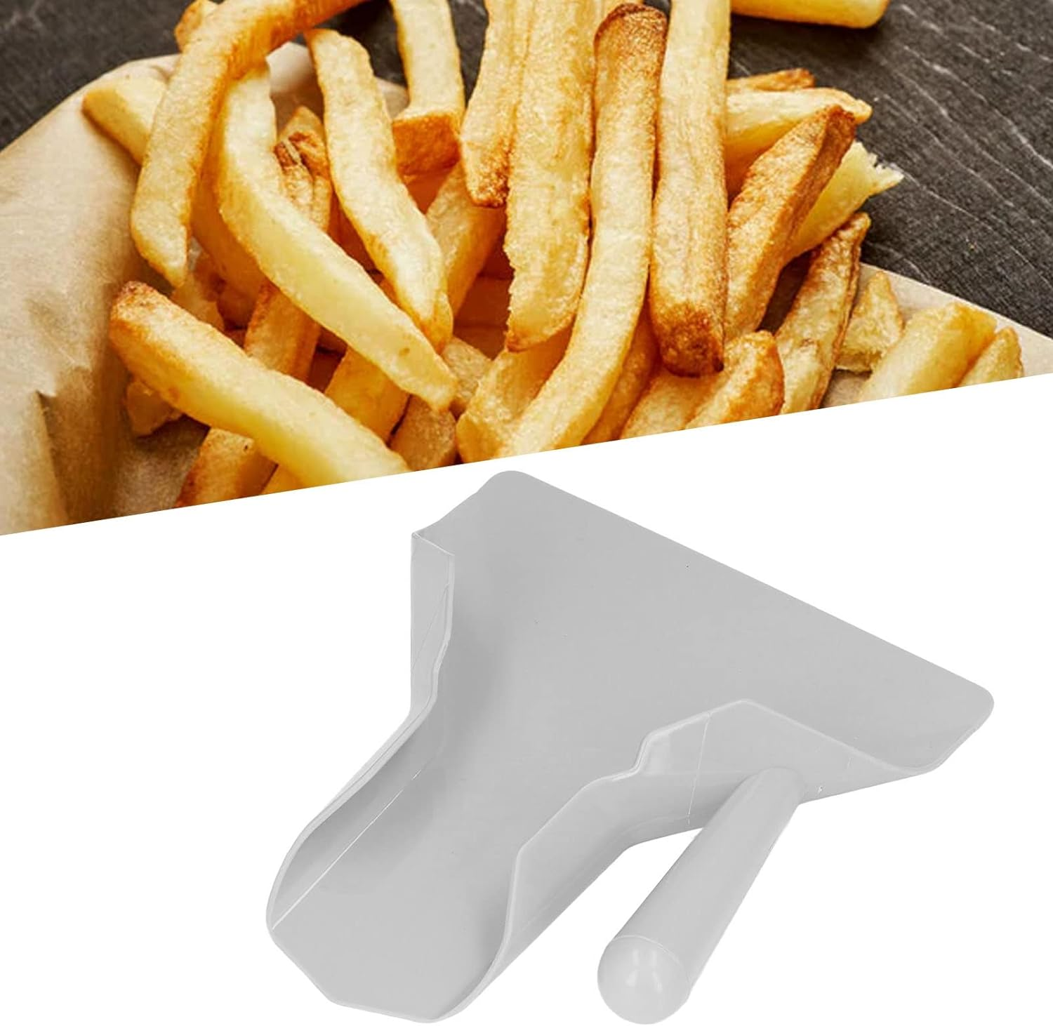 Popcorn Scoop, Food Grade French Fries Shovel French Fries Spatula, Quick Fill Tool for Food Bags & Boxes, French Fry Bagger Scooper for French Fries, Snacks, Right Handle image number 5