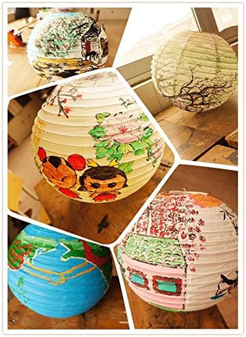 Tmade 12 Pack 30Cm White Paper Lanterns for Birthday Baby Shower Wedding Party Garden Home Decoration image number 4
