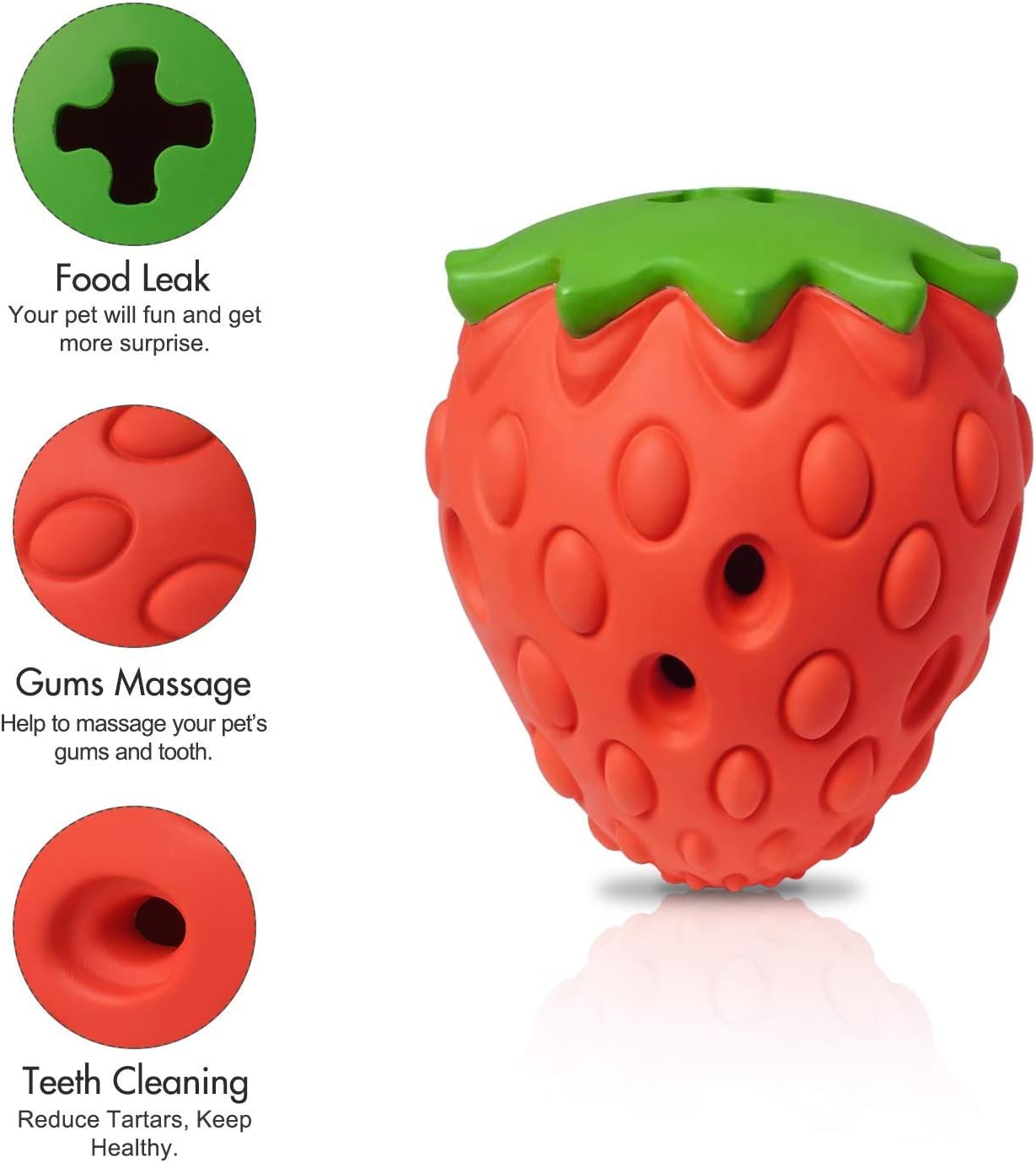 YOUMI Strawberry Dog Chew Toy for Aggressive Chewers, Durable Puppy Feeder Toys for IQ Training & Mental Enrichment, Lovely Dog Toy image number 4