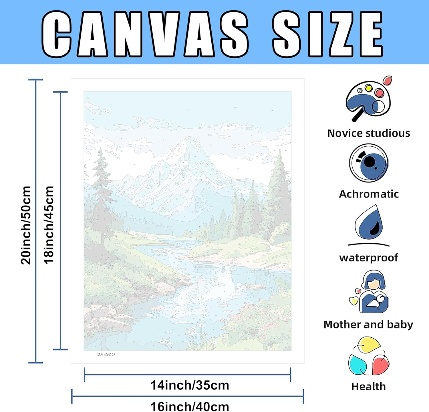 Ycydilirab Mountain Paint by Numbers for Adults - Landscape, 16X20Inch, Acrylic Canvas, Non-Foldable image number 7