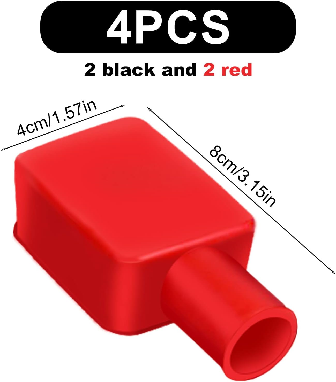 4Pcs Battery Terminal Covers Auto, Insulating Red & Black Soft Rubber Positive and Negative Cable Stud Covers Flexible Battery Terminal Protector Caps for Car Electric Bikes Trucks
