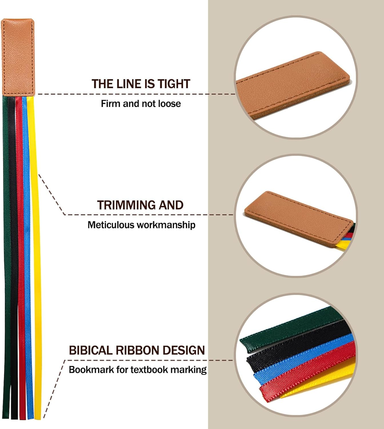 6 Pcs Multicolor Leather Ribbon Bookmark, Artificial Leather Bookmark with Colorful Ribbon for Bible Book Markers, Multi Page Marker Hold Clips into Book image number 5