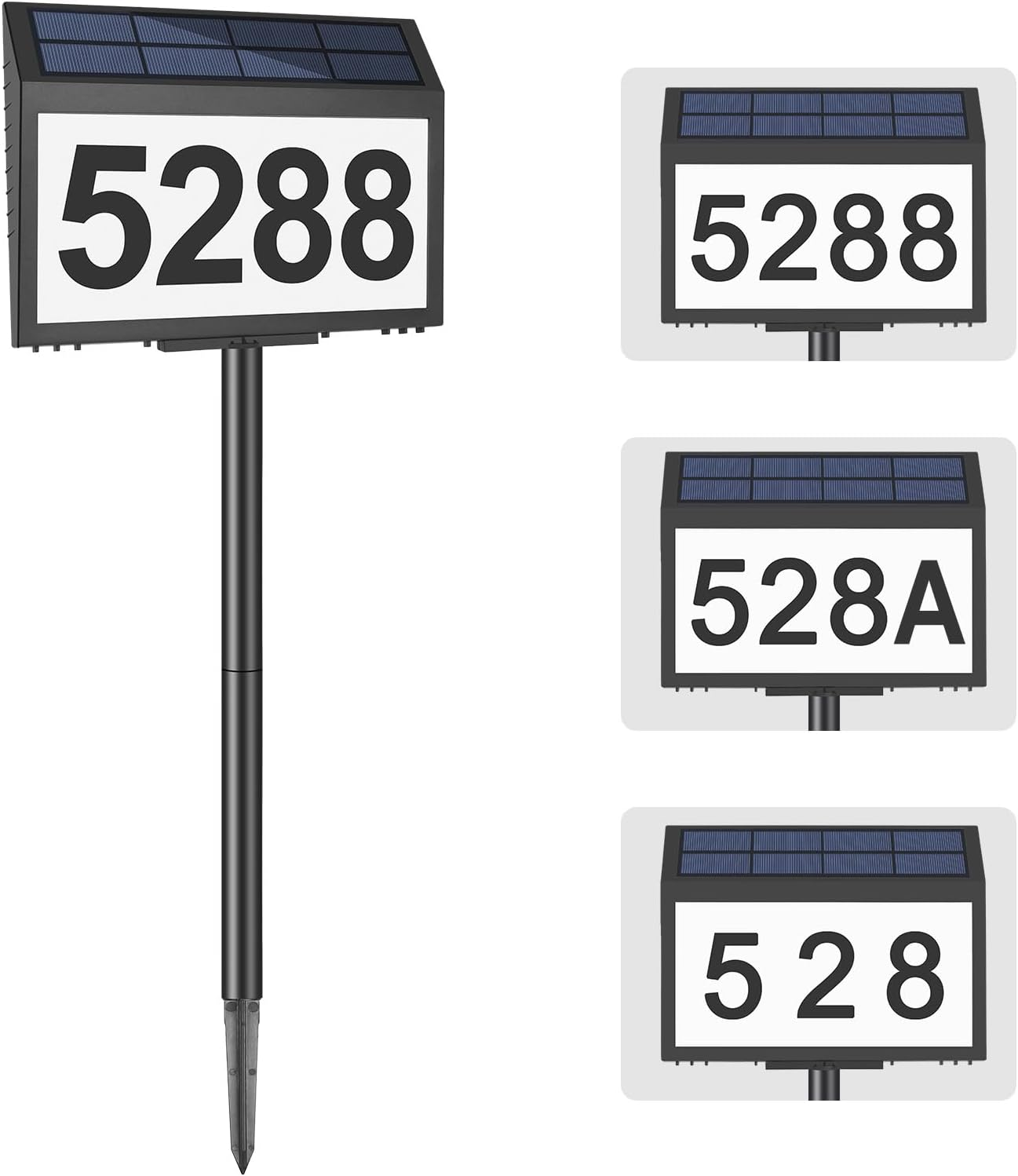 GEAGMAGC Solar House Numbers for outside Light Up, LED Illuminated Home Number Address Sign Plaque Waterproof for Yard, Wall-Mounted or Floor-Plugged- Black, 8.7 &times; 6.4 Inch image number 6