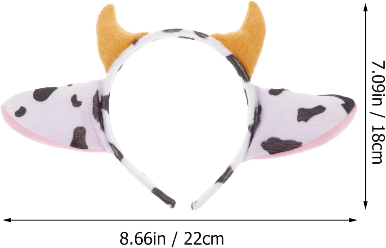 STOBOK Cow Ears Headband Dairy Cow Headband Hairhoop Cartoon Ears and Horns Design Hairhoop S Costume Headw for Halloween Party Cosplay Prop image number 4