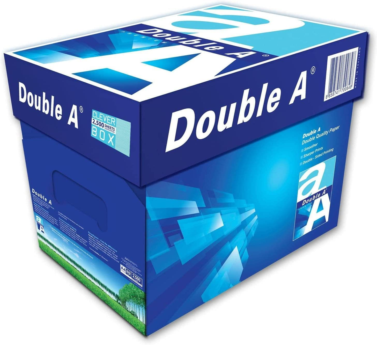 Double A, A4 Ream Paper, A4 80 GSM, 2500 Sheets, White, Clever Easy to Open Box image number 1