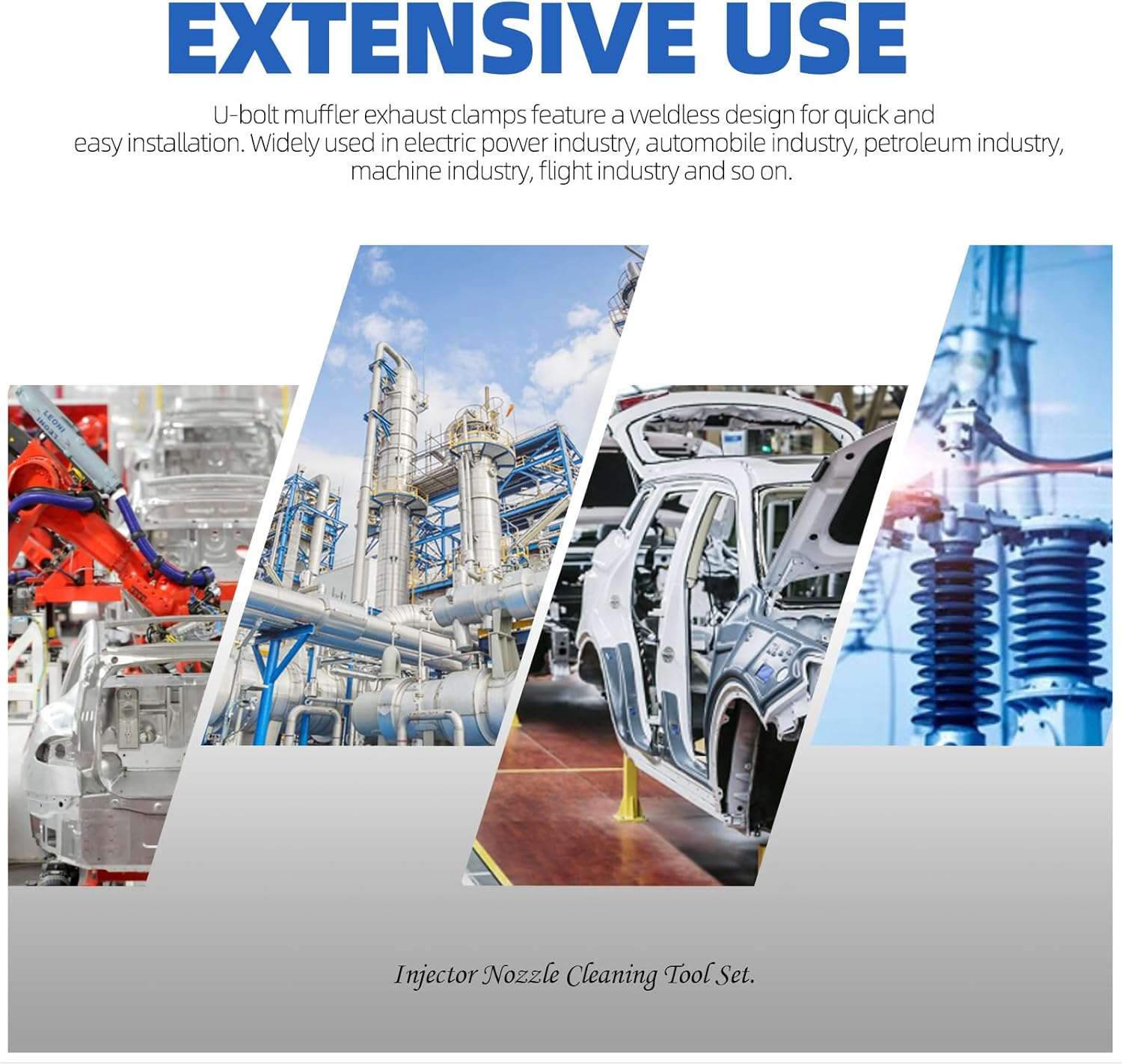 Glarks 2Pcs 304 Stainless Steel Exhaust U-Clamps 63MM (2-1/2In) Muffler Exhaust Clamps U-Bolt Clamps Design with Saddle Flange for Exhaust Tail Pipe image number 4