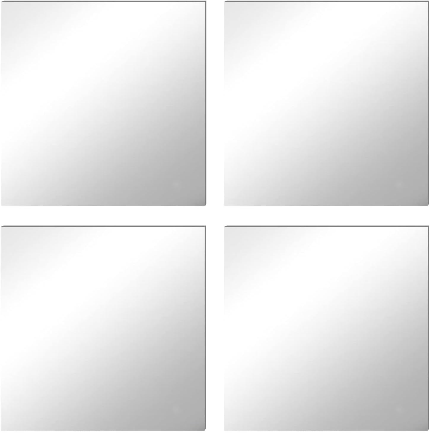 Shatterproof Mirror Tiles, 4 Pcs 7.8"X7.8" Plastic Self-Adhesive Panels for Wall Decor, Lightweight & Flexible with Industrial-Grade Adhesive for Bathroom and Gym