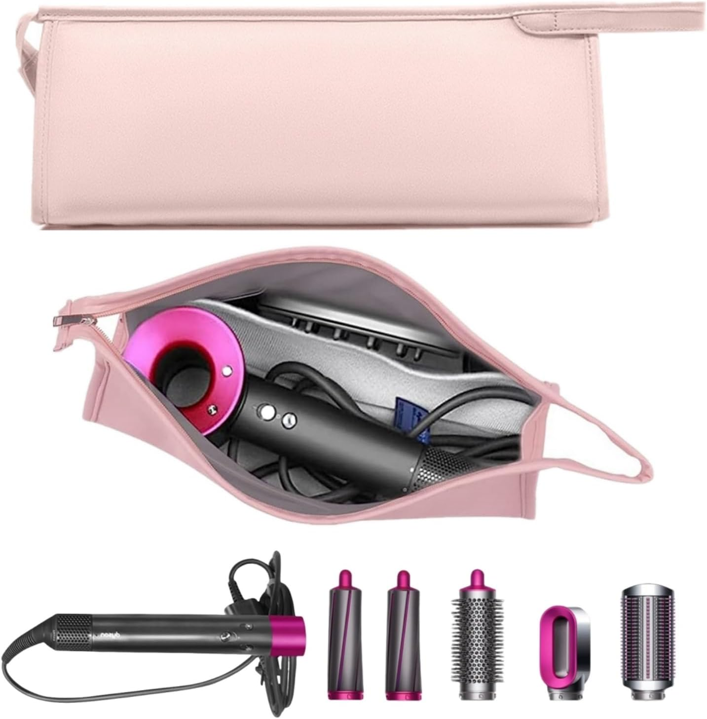 BLIRITEL Travel Case Compatible with Dyson Airwrap, PU Leather Waterproof Travel Storage Bag, Portable Carrying Case Organizer for Shark Flexstyle Air Styling & Drying System Attachments image number 2