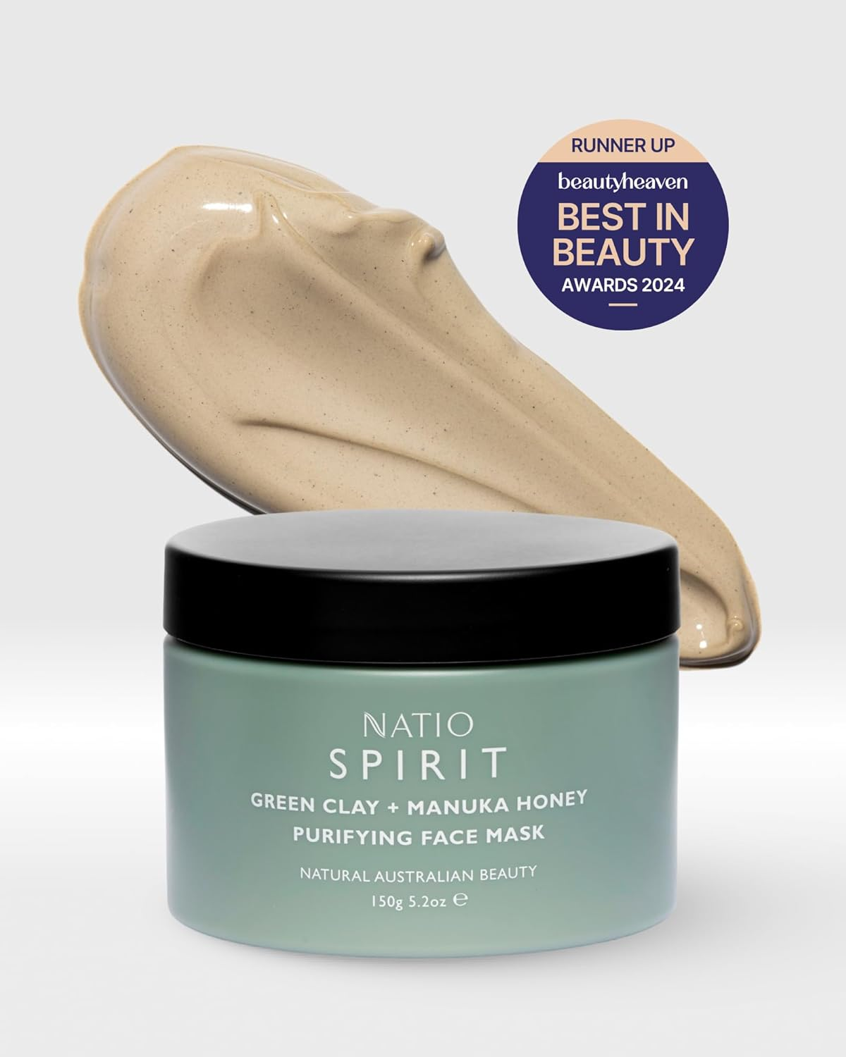 Natio Australia Spirit Green Clay + Manuka Honey Purifying Face Mask 150G - Clay Mask for Face & Body - Clean Pores & Banish Congestion- Made for All Skin Types - Made in Australia image number 1