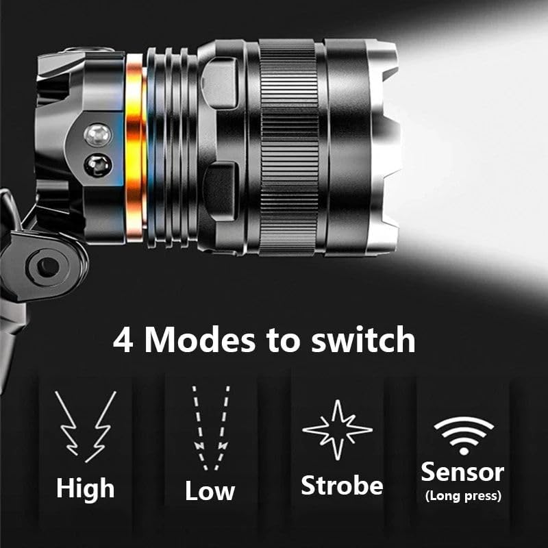 JOOGNU Headlight Flashlightheadlamp Powerful Lumen Zoom Head Torch Lamp Sensor Induction Waterproof Zoom XHP50 Led Rechargeable for Camping Fishing Battery Included image number 4