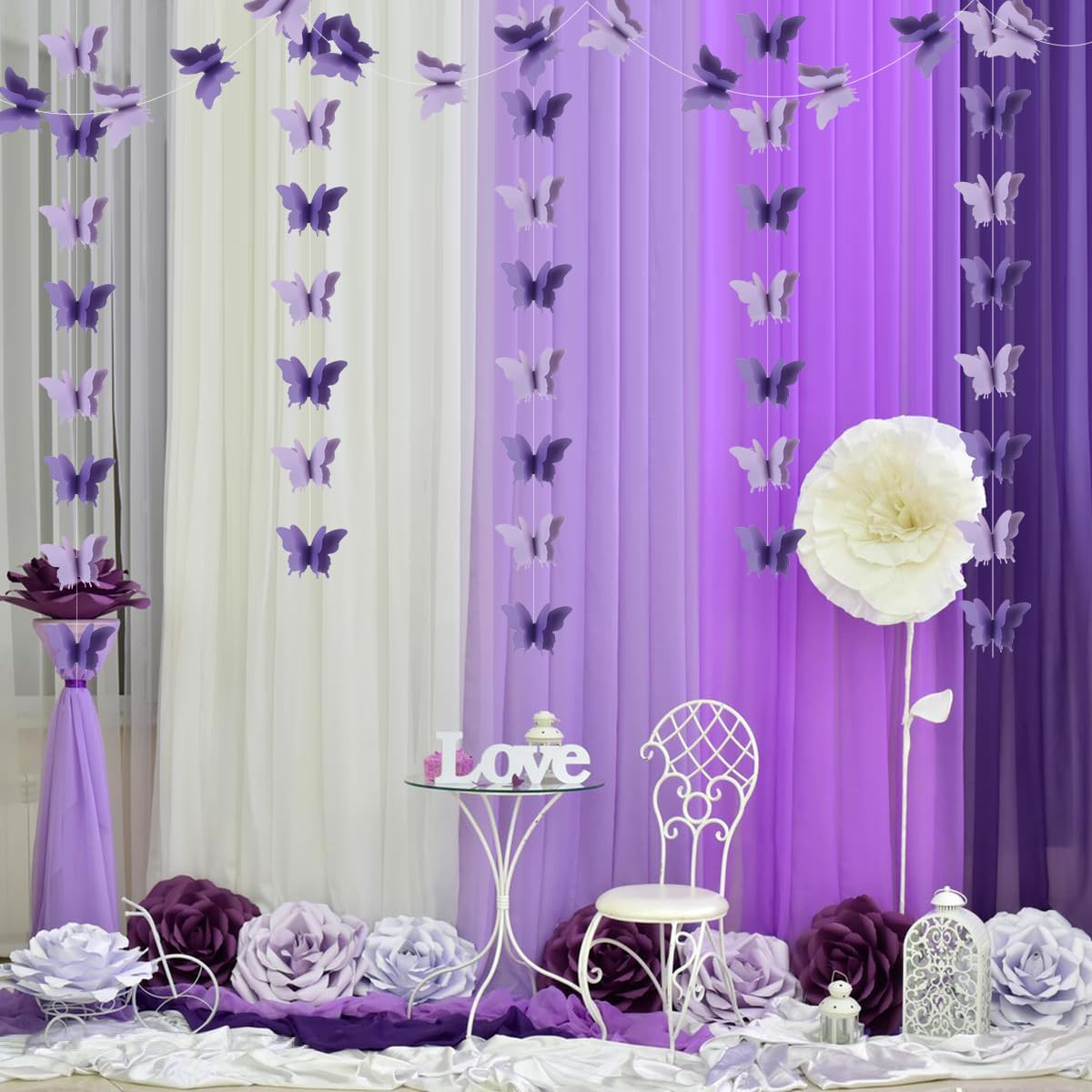 Butterfly Decorations, Butterfly Birthday Decorations for Wedding Baby Shower Birthday Party Decorations Iridescent (Purple)