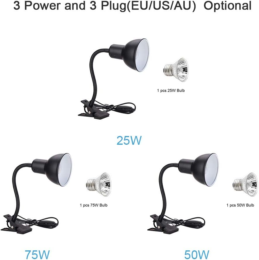 75W Reptile Heat Lamp Tortoise Heat Lamp Basking Lamp Heater Adjustable with Clip for Reptiles Lizard Turtle Aquarium Bulb Included image number 1