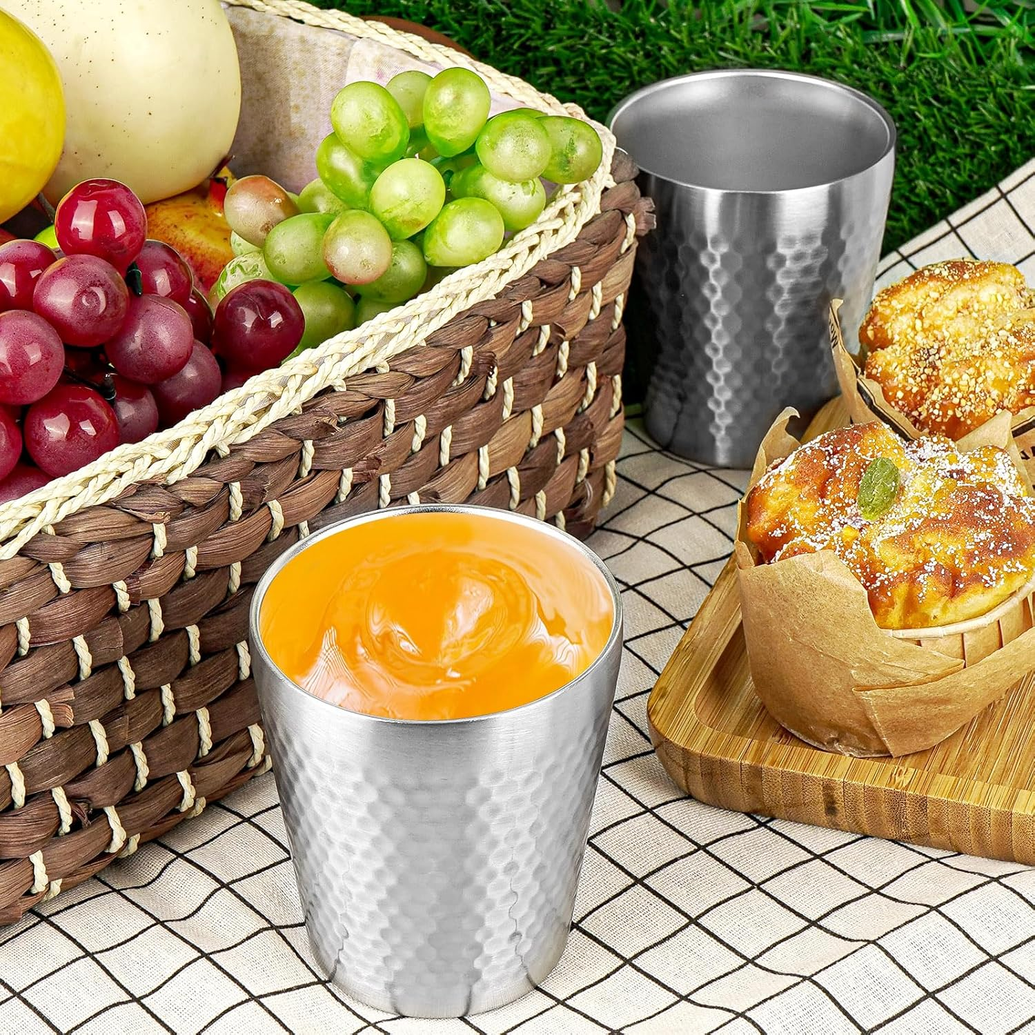 4 Pack Stainless Steel Insulated Cup Double Wall, 10 Oz Metal Stackable Water Tumblers, Reusable Drinking Glasses for Home Office Party Outdoor (Silver) image number 5