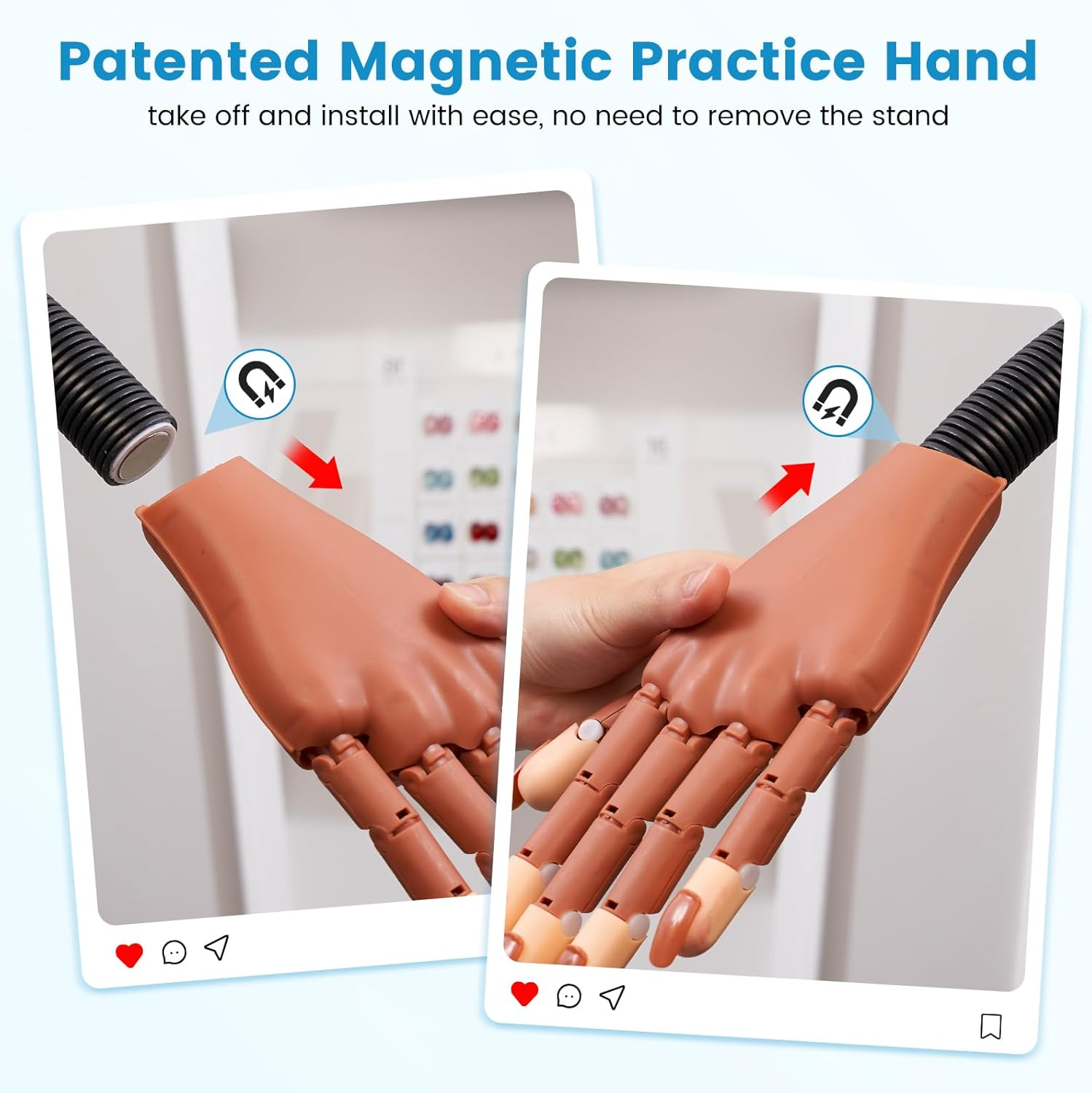 Magnetic Practice Hand for Acrylic Nails: Flexible Fake Nail Training Hand Practice - Manicure Hand Practice Kit for Beginners image number 5