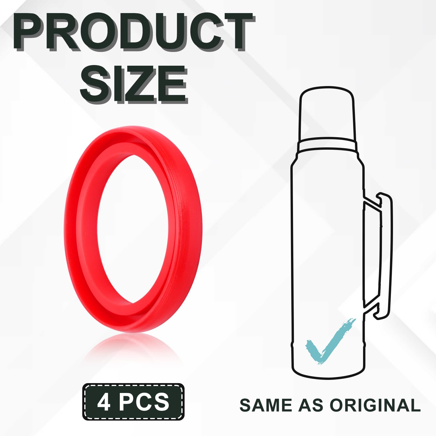 4-Pcs Silicone Replacement Gaskets Classic for Stanley, Sealing O Ring Gasket for Thermos Lid Compatible with Stanley Classic Vacuum Bottle Stopper (Red) image number 1