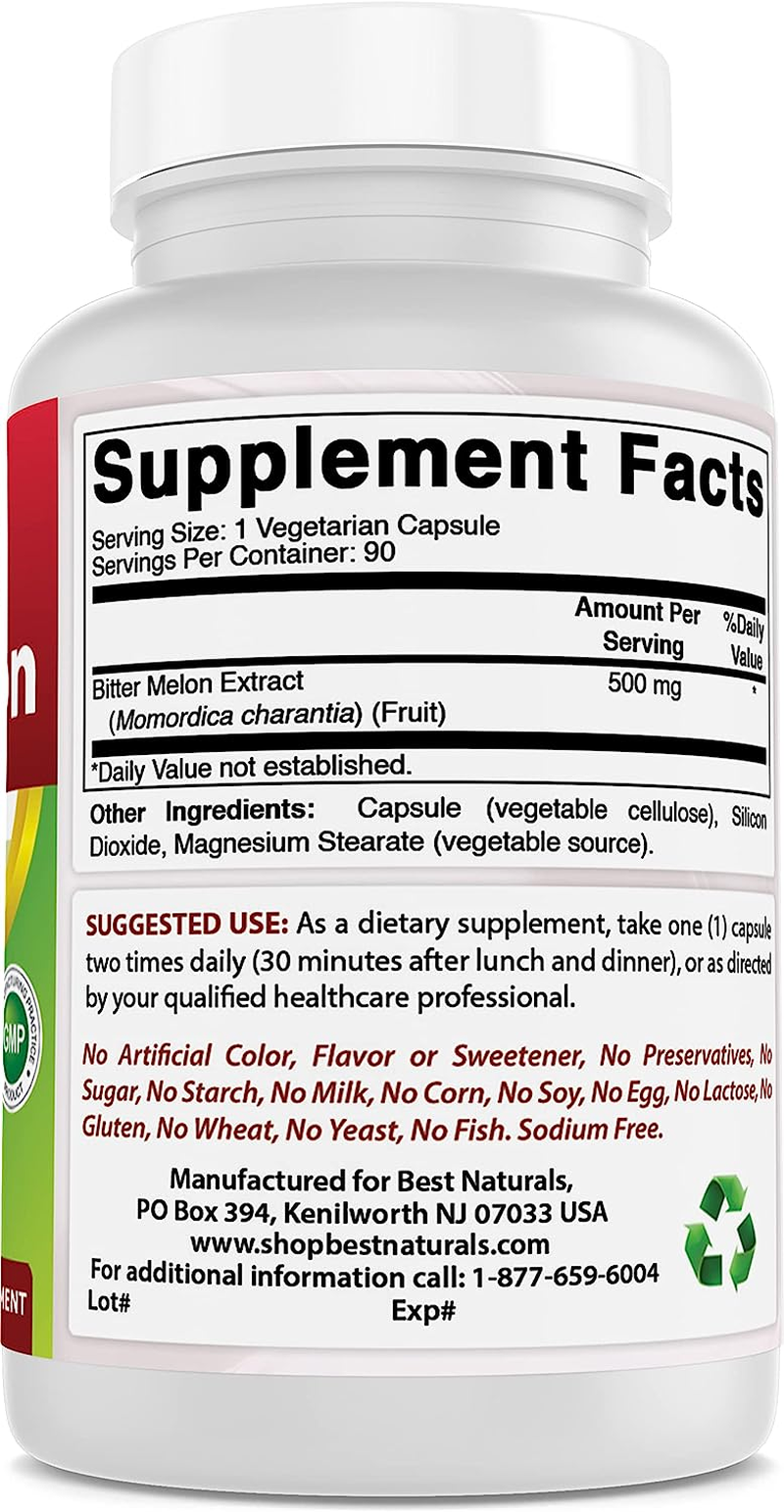 Best Naturals Bitter Melon Extract 500Mg 90 Veggie Capsules image number 3