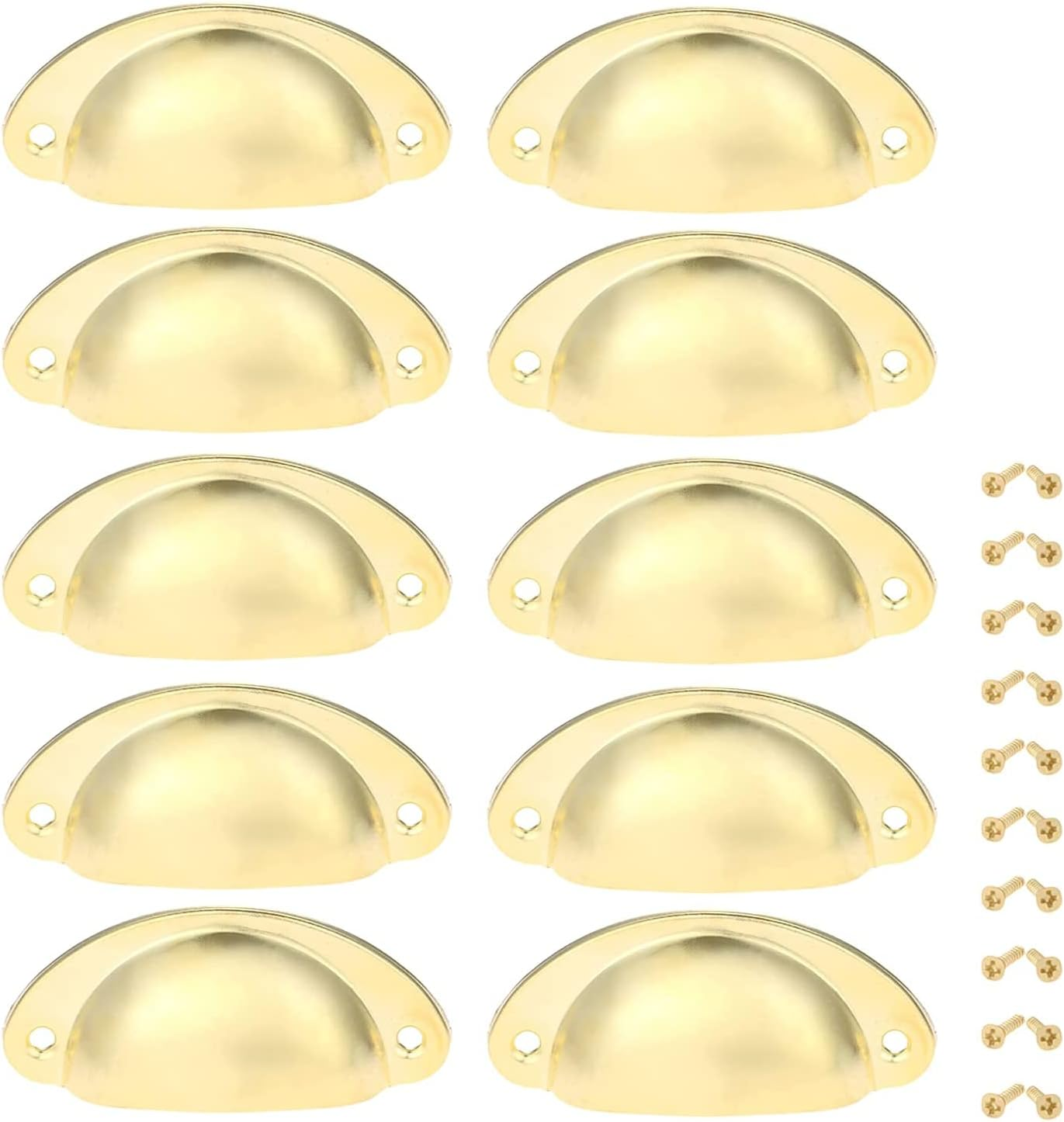 Yetaha Copper Cup Handles, 10PCS Cabinet Cup Pull Handle, Retro Shell Cup Handles, 82X35Mm Vintage Kitchen Cupboard Pulls Furniture Knob with Screws Suitable for Drawer Dresser, Door (Red Copper)