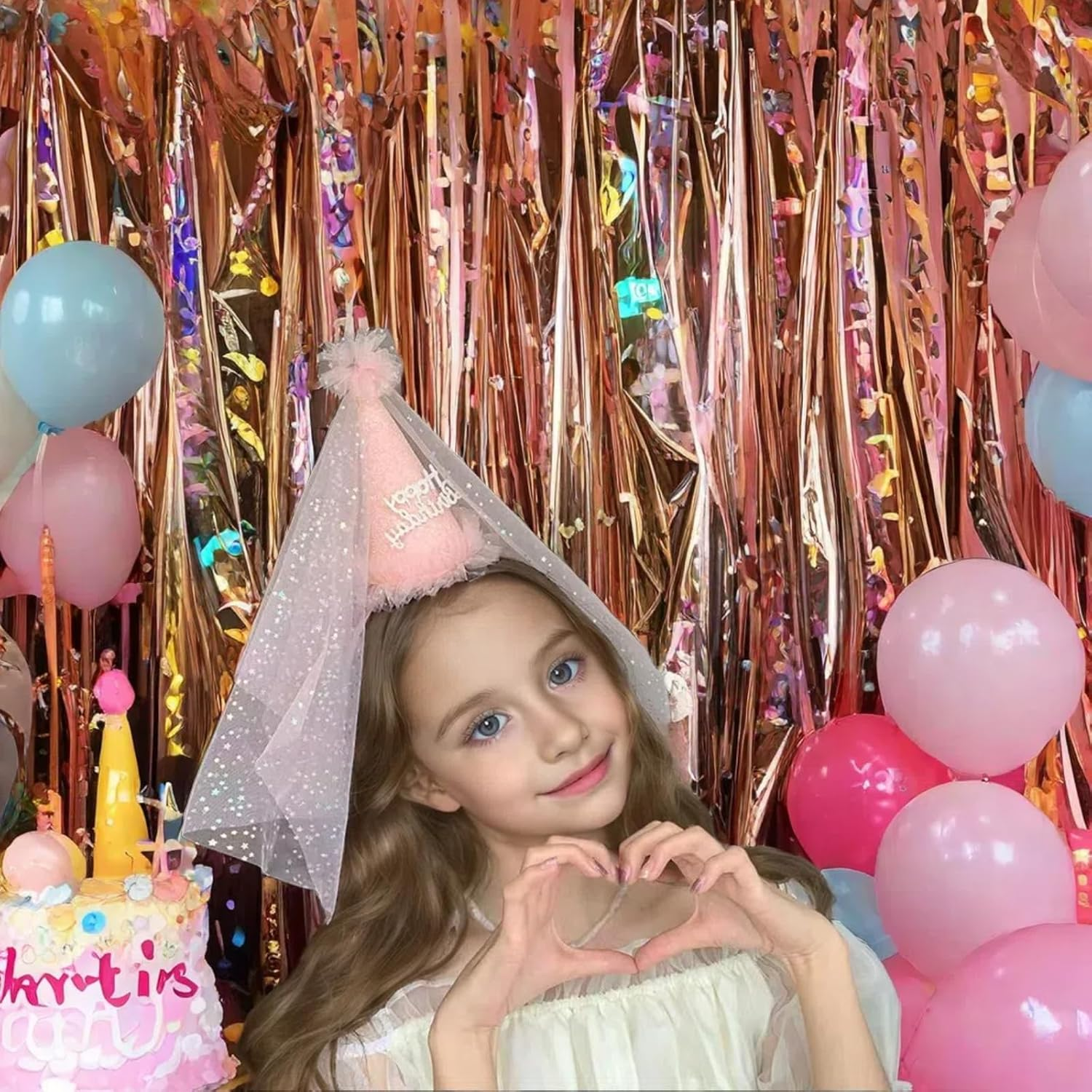 Birthday Hats, Party Hats, Birthday Dress Up,Princess Birthday Hat with Veil - Fairytale Princess Look image number 1