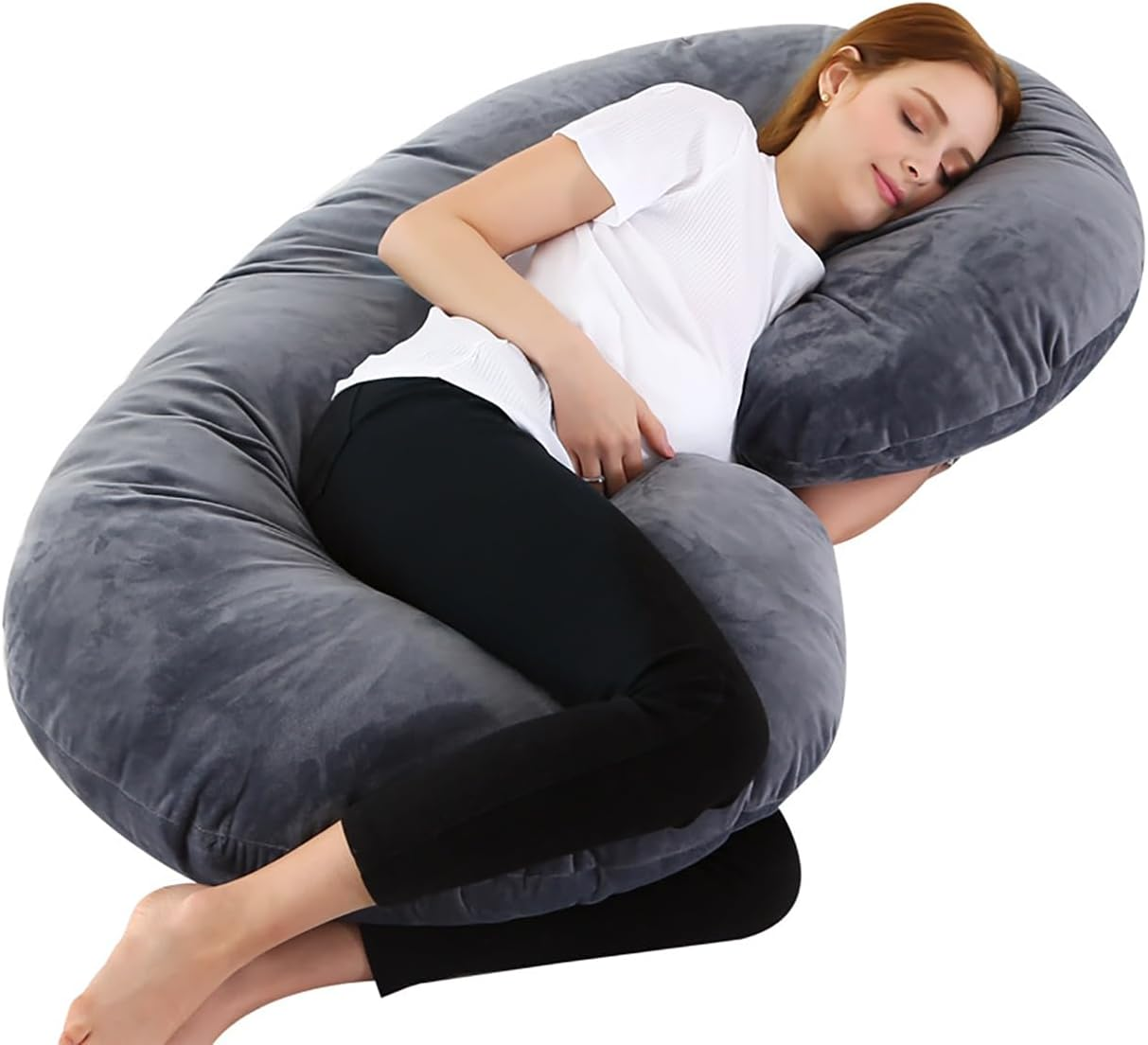 Pregnancy Pillow, C Shaped Full Body Maternity Pillow for Pregnant Women, Support for Back, HIPS, Legs, Belly (Black) image number 5