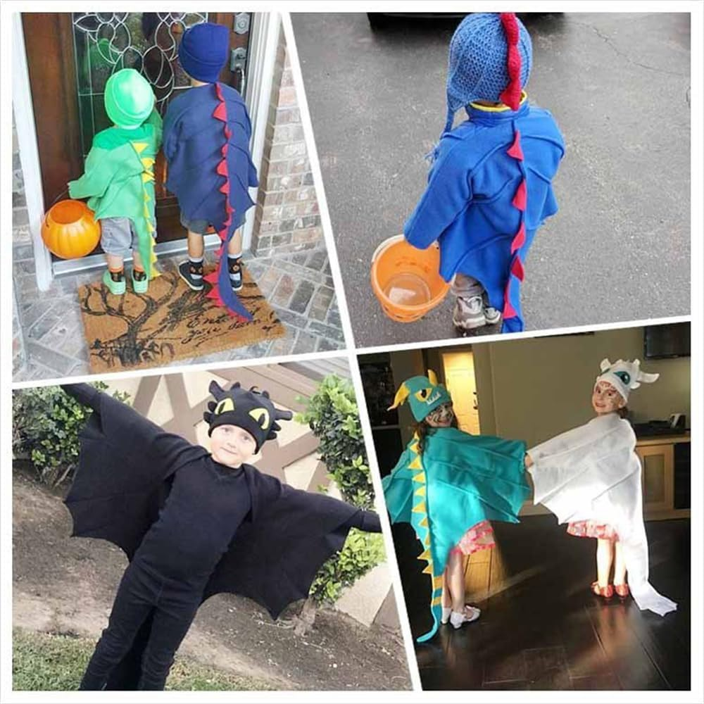 AUTOWT Dinosaur Costume Cape Set for Kids, 3 PCS Children Dragon Wing Cloak with Mask and Hat, Dino Clothes Outfits for Boys Girls Toddler Birthday Halloween Pretend Dress-Up Party Favors - Fuchsia image number 2