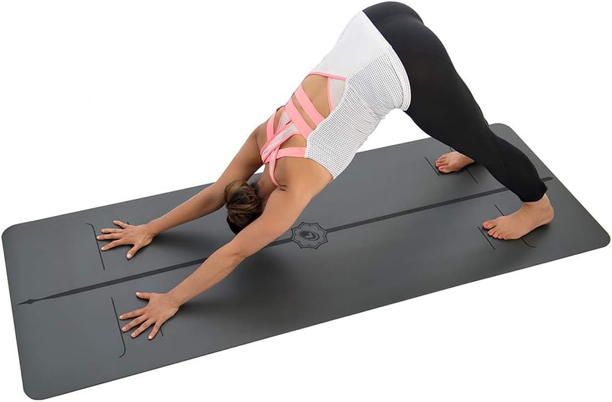 Liforme Evolve Yoga Mat &ndash; Free Yoga Bag Included - Patented Alignment System, Warrior-Like Grip, Non-Slip, Eco-Friendly and Biodegradable, Sweat-Resistant, Long, Wide and 4.2Mm Thick Mat for Comfort - Grey image number 2