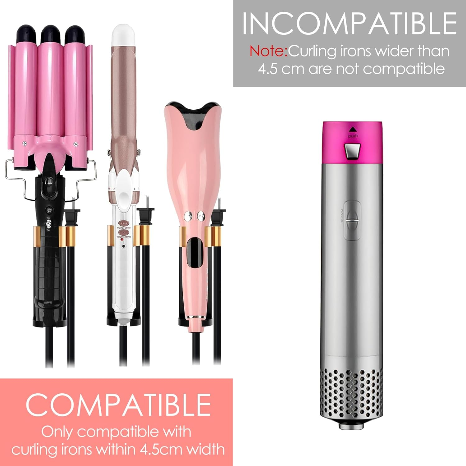 2 Pack Hair Tool Organizer Wall Mount, Adhesive Holder for Curling Iron, Flat Iron, Straightener, Damage-Free Bathroom Vanity Storage with Cord Wrap (White)