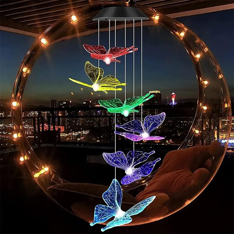 Colour Changing Wind Chimes LED Light Hanging Decor Outdoor Solar Powered Garden, Durable Crystal Ball Design, Night Glow, Easy Installation, 6-12 Hours Working Time image number 2