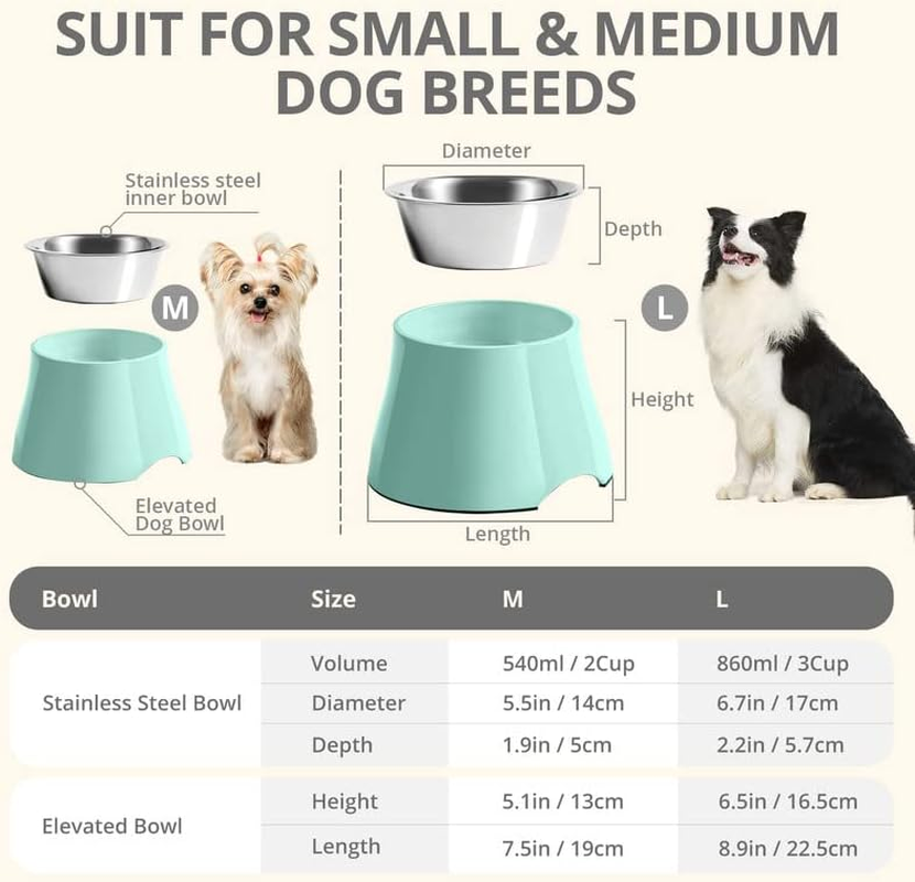 Yoken Elevated Dog Bowls, [Prevention of Vertebrae Disease] [Super Non-Slip] Dog Bowl with Stainless Steel Bowl, High Capacity Dog Food Bowls, Colorful Raised Dog Bowls for Medium/Small Size Dogs image number 3
