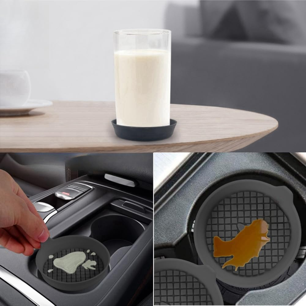 6 Pcs Car Coasters, 2.75In Silicone Car Coasters, Temperature Resistance Car Cup Mat, Washable Cup Holder Insert Coaster Spill