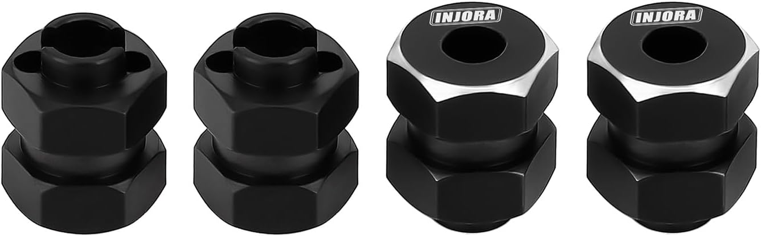INJORA Black Brass Wheel Hexadecimal Hub + 5 Mm Extender for Axial SCX24 Upgrade 1/24 RC Crawler, Pack of 4 image number 3
