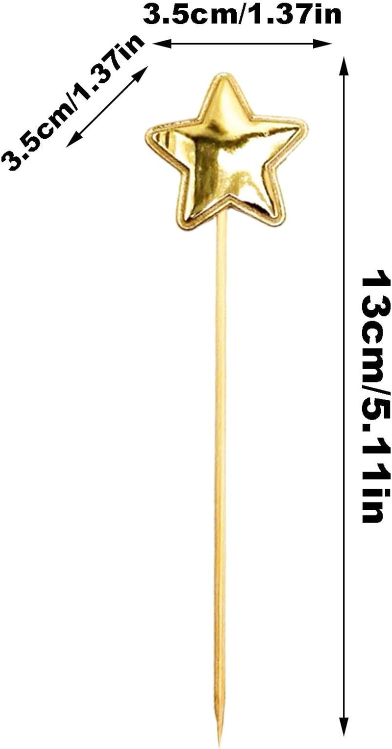 Star Cupcake Toppers, 5X Birthday Cake Toppers for Boys, Food-Grade Food Cake Decor Stake Safe Glitter Cake Decoration image number 1