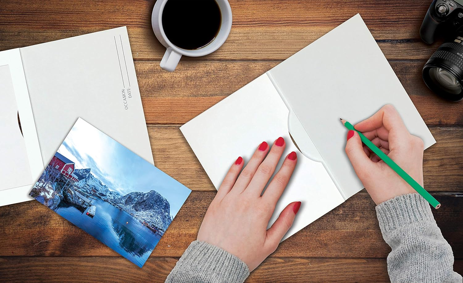 Better Office Products Photo Frame Note Cards for 4" X 6" Photos, 50 Pack, Photo Inserts with Envelopes (White, 50 Pack) image number 3