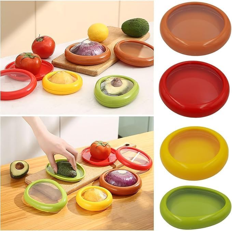 4 Pcs Silicone Fruit Storage Box,Fruit and Vegetable Anti-Oxidation Storage Box,Silicone Fruit and Vegetable Storage Containers Set for Fridge Keep Fresh image number 3