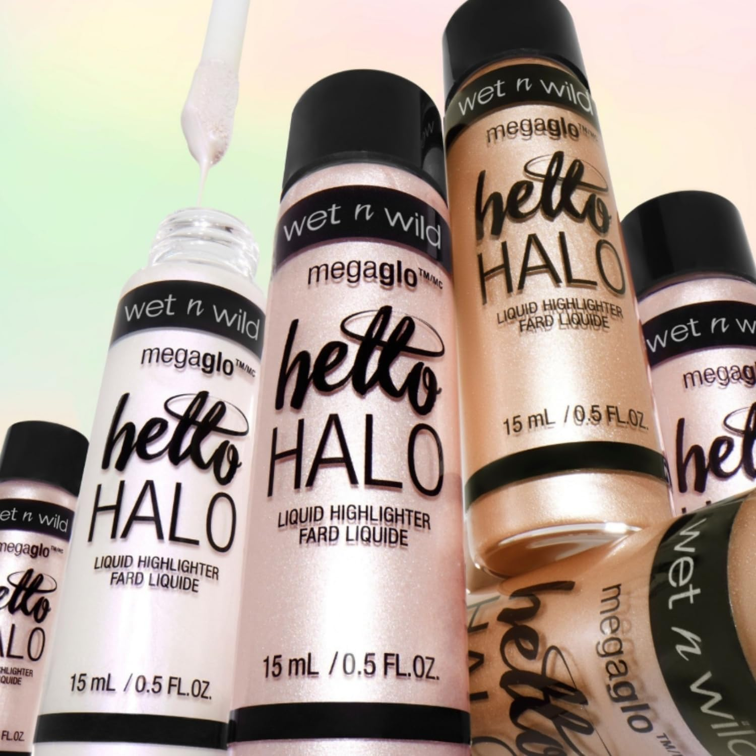 Wet N Wild Megaglo Hello Halo Liquid Highlighter Makeup, Shimmer, Rose Gold Halo, Goodbye image number 5