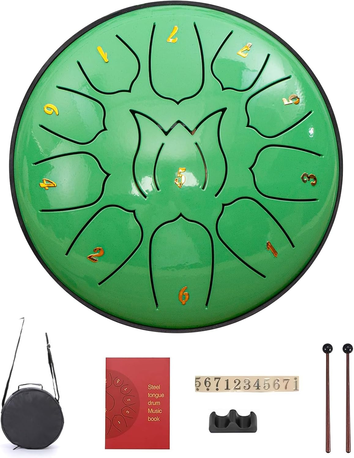 Lancoon Steel Tongue Drum with 6 Inch 11 Notes D Major Percussion Instrument Clear Sound Drumsticks Carrying Bag Handpan Drum Anti-Corrosion for Meditation Music Activity