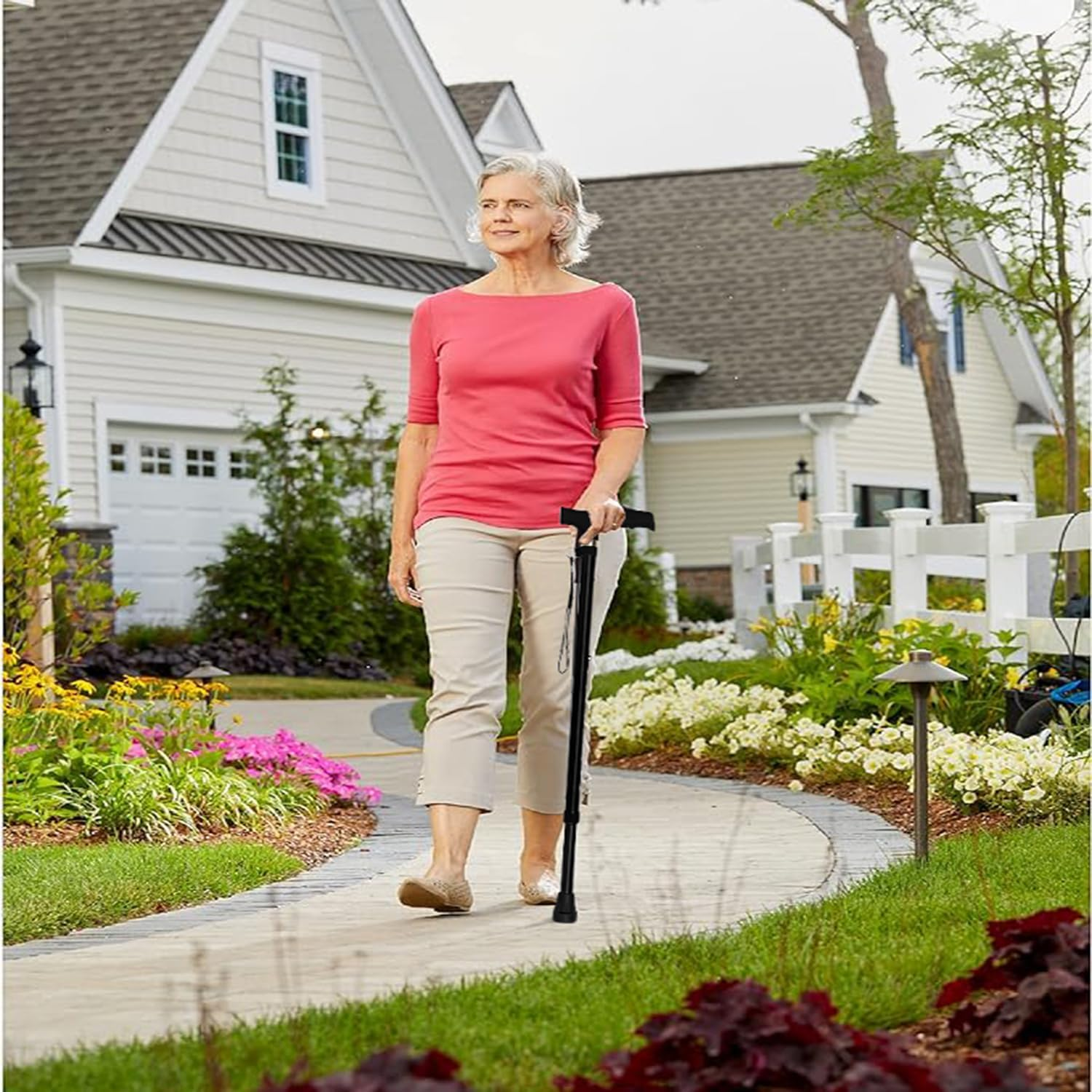 Foldable Walking Cane for Seniors, Adjustable Walking Stick, Folding Cane, Trekking Pole, Lightweight Aluminium Hiking Stick, Travel Mountaineering, Climbing Stick for Limited Mobility image number 3