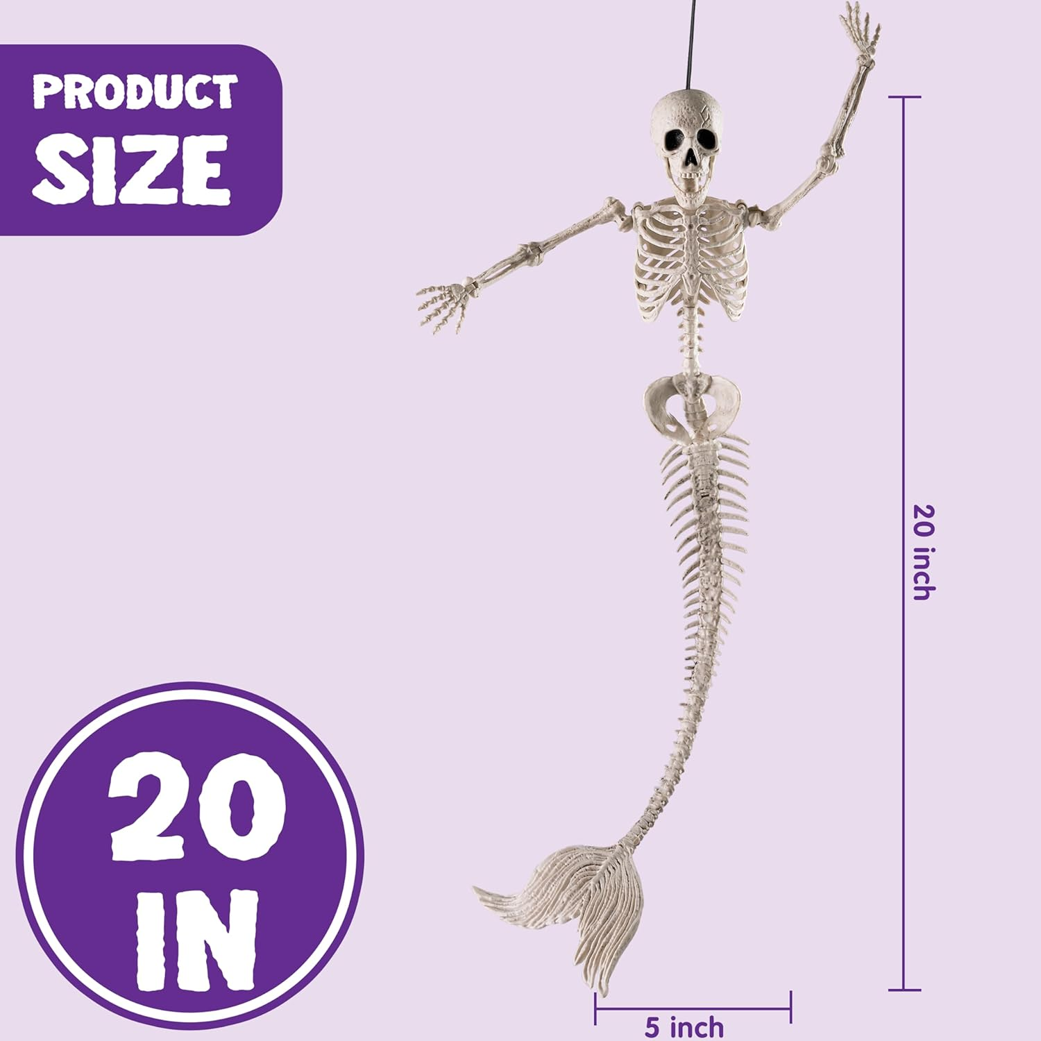JOYIN 4 PCS 20&rdquo; Halloween Mermaid Skeleton Plastic Bones with Posable Joints for Photo Props Decorations, Trick or Treat Decor, Spooky Scene Party Favors image number 6